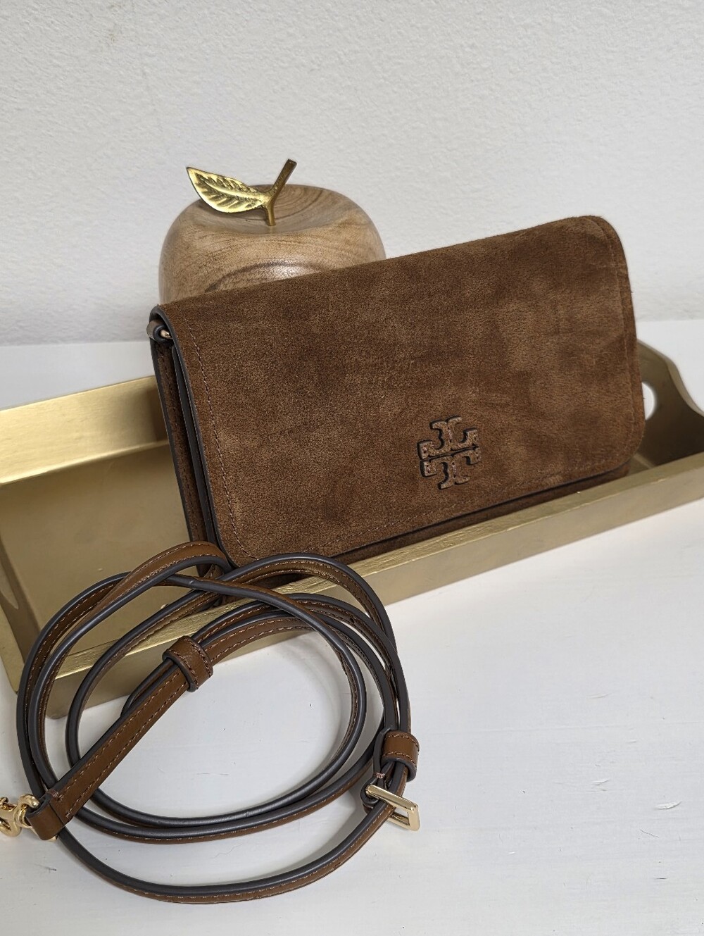 Tory Burch Thea Suede Flat Wallet Crossbody